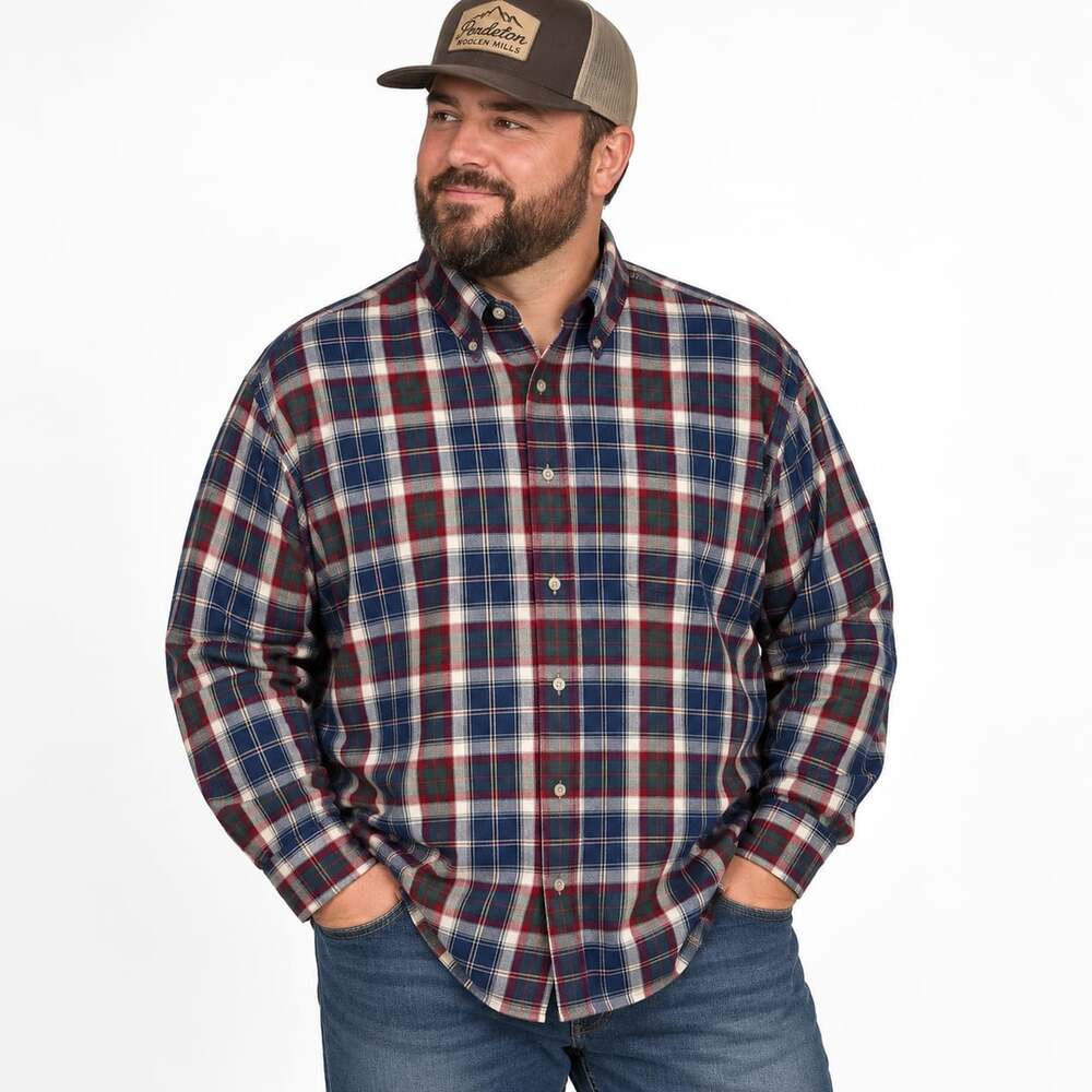 Sir Pendleton Men’s XL 100% Virgin Wool Plaid Flannel Button Down Shirt Vintage